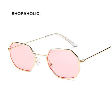 Sunglasses Women Brand Designer Small Frame Polygon Clear Lens Sunglasses Vintage Sun Glasses Hexagon Metal Frame