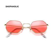 Load image into Gallery viewer, Sunglasses Women Brand Designer Small Frame Polygon Clear Lens Sunglasses Vintage Sun Glasses Hexagon Metal Frame
