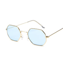 Load image into Gallery viewer, Sunglasses Women Brand Designer Small Frame Polygon Clear Lens Sunglasses Vintage Sun Glasses Hexagon Metal Frame
