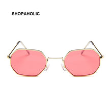Load image into Gallery viewer, Sunglasses Women Brand Designer Small Frame Polygon Clear Lens Sunglasses Vintage Sun Glasses Hexagon Metal Frame