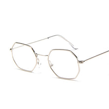 Load image into Gallery viewer, Sunglasses Women Brand Designer Small Frame Polygon Clear Lens Sunglasses Vintage Sun Glasses Hexagon Metal Frame