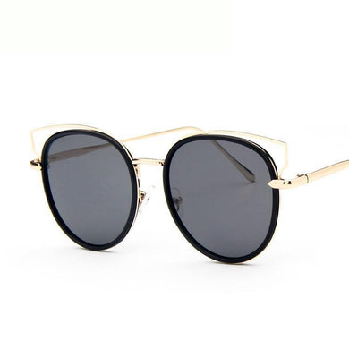 Sunglasses Women Cat Eye Sunglasses Famous Lady Brand Designer Twin-Beams Sunglasses Coating Mirror Glasses UV400