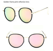 Carica l&#39;immagine nel visualizzatore di Gallery, Sunglasses Women Cat Eye Sunglasses Famous Lady Brand Designer Twin-Beams Sunglasses Coating Mirror Glasses UV400