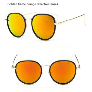 Sunglasses Women Cat Eye Sunglasses Famous Lady Brand Designer Twin-Beams Sunglasses Coating Mirror Glasses UV400