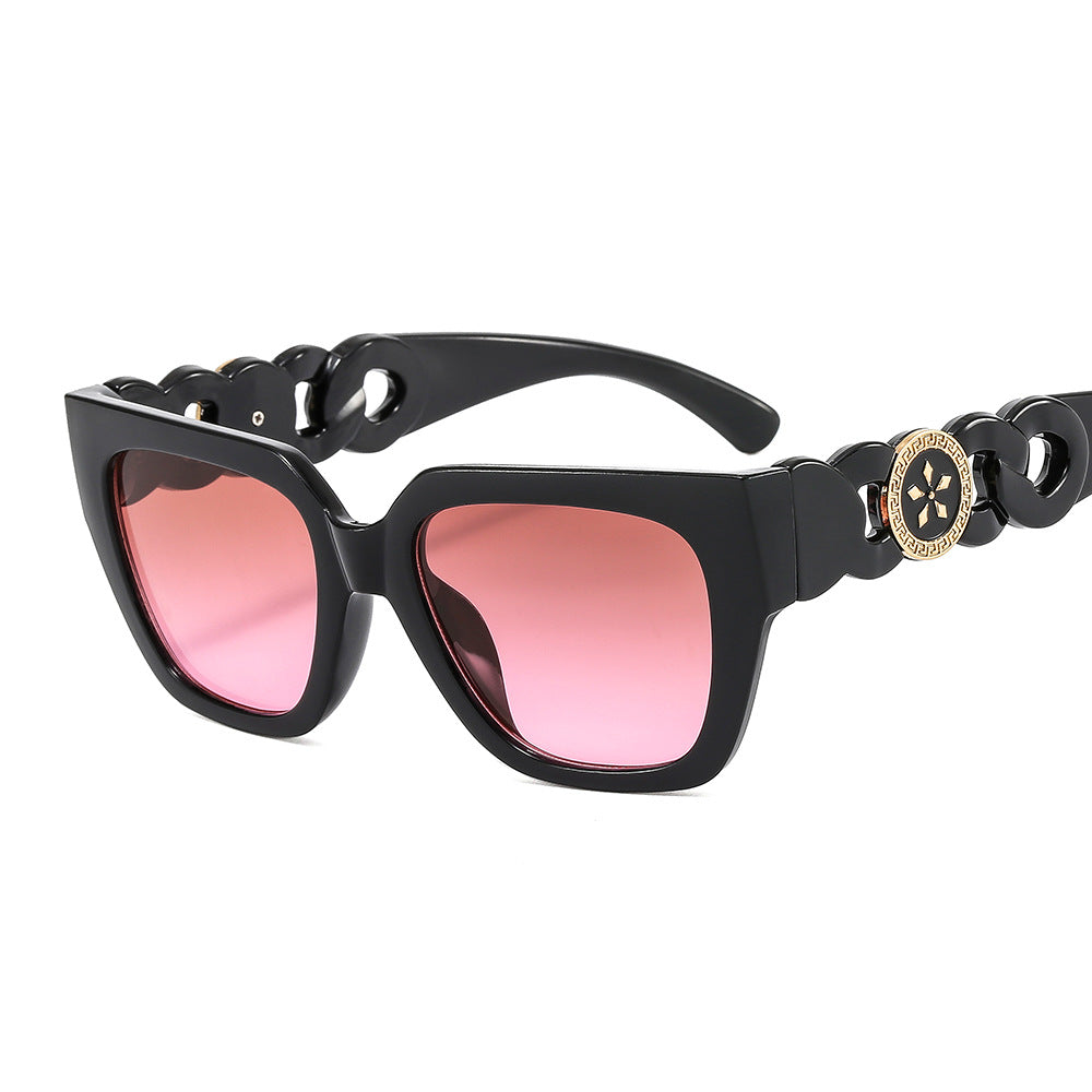 Sunglasses Women  Retro Brand Designer Men Unique Chain Legs Shades UV400 Gradient Square Sun Glasses