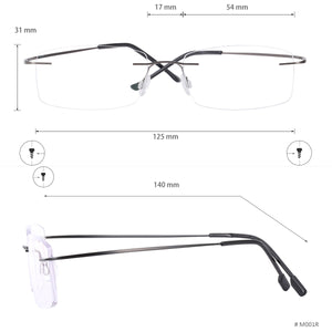Super Flex and Light Memory Titanium Rimless Eyeglasses Frames For Myopia Lenses Reading Glasses