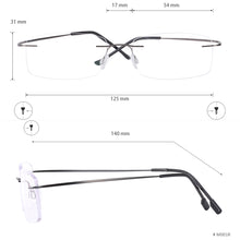 Load image into Gallery viewer, Super Flex and Light Memory Titanium Rimless Eyeglasses Frames For Myopia Lenses Reading Glasses