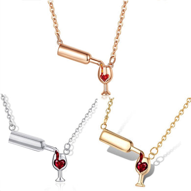 Fashion Surgical Steel Cubic Zirconia Necklace Wine Necklace Unique Design  Women's   Wine Glass  Necklace & Pendant