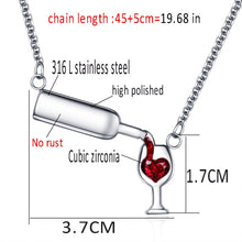 Load image into Gallery viewer, Fashion Surgical Steel Cubic Zirconia Necklace Wine Necklace Unique Design  Women&#39;s   Wine Glass  Necklace &amp; Pendant