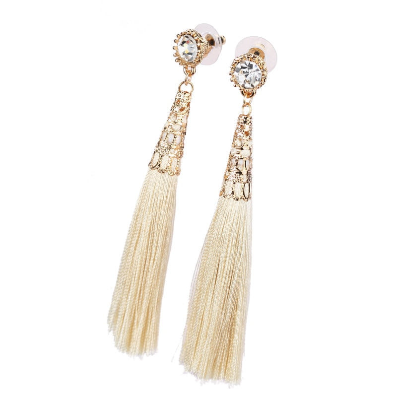 Fashion Tassel Dangle Earrings Drop Earrings For Women Beige