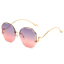 Load image into Gallery viewer, Tea Gradient Sunglasses Round Shades Women Metal Curved Temples Sun Glasses Female UV400 Eyewear oculos de sol