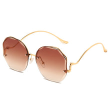 Load image into Gallery viewer, Tea Gradient Sunglasses Round Shades Women Metal Curved Temples Sun Glasses Female UV400 Eyewear oculos de sol