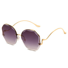 Load image into Gallery viewer, Tea Gradient Sunglasses Round Shades Women Metal Curved Temples Sun Glasses Female UV400 Eyewear oculos de sol