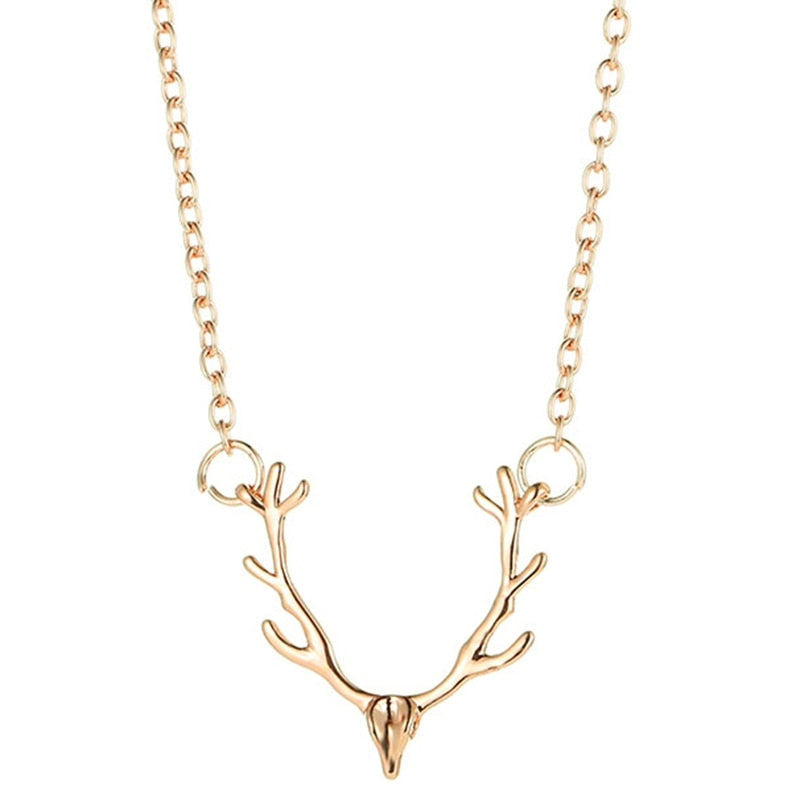 Fashion Temperament Fashionable Jewelry Elk Deer Antlers Pendant Necklace Christmas Gift For Women Girl