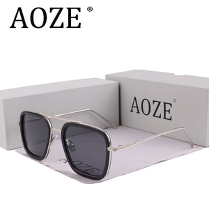 Tony Stark Flight Style Sunglasses Men Square Brand Design Sun Glasses women Oculos Retro male male