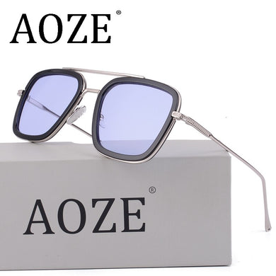 Tony Stark Flight Style Sunglasses Men Square Brand Design Sun Glasses women Oculos Retro male male