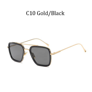 Tony Stark Flight Style Sunglasses Men Square Brand Design Sun Glasses women Oculos Retro male male