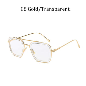 Tony Stark Flight Style Sunglasses Men Square Brand Design Sun Glasses women Oculos Retro male male
