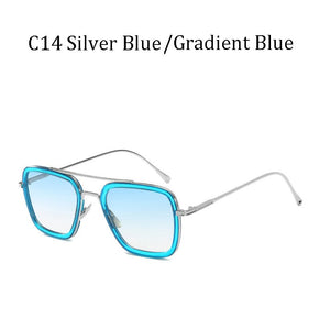 Tony Stark Flight Style Sunglasses Men Square Brand Design Sun Glasses women Oculos Retro male male