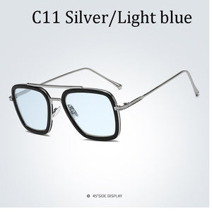 Tony Stark Flight Style Sunglasses Men Square Brand Design Sun Glasses women Oculos Retro male male