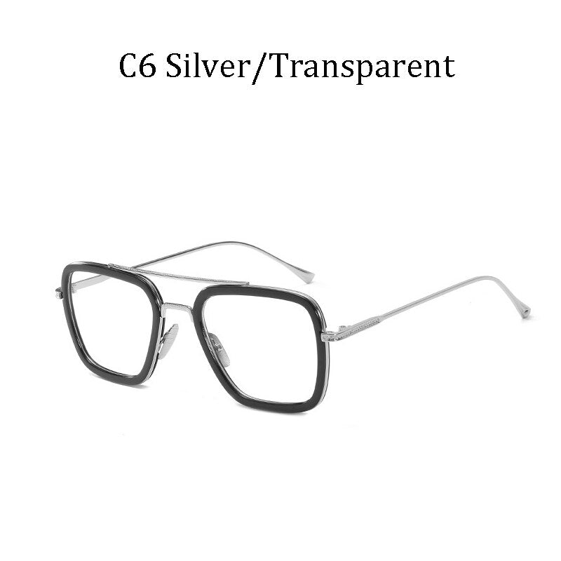 Tony Stark Flight Style Sunglasses Men Square Brand Design Sun Glasses women Oculos Retro male male