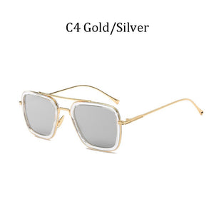 Tony Stark Flight Style Sunglasses Men Square Brand Design Sun Glasses women Oculos Retro male male