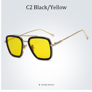 Tony Stark Flight Style Sunglasses Men Square Brand Design Sun Glasses women Oculos Retro male male