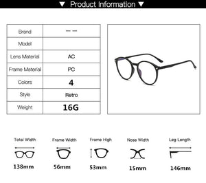 Transparent Round Eyeglasses Plastic Women Spectacle Myopia Glasses Nerd Men Optical Glasses Frame Optical Clear Lens