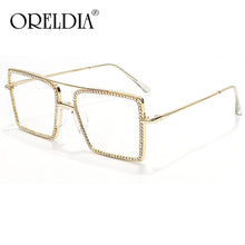 Load image into Gallery viewer, Transparent Square Sunglasses Metal Frame Women Overize Glasses Men Eyeglasses Frame Nerd pPlain Glasses Clear Shades