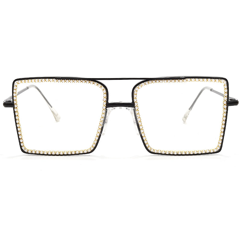 Transparent Square Sunglasses Metal Frame Women Overize Glasses Men Eyeglasses Frame Nerd pPlain Glasses Clear Shades