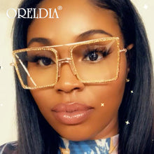 Load image into Gallery viewer, Transparent Square Sunglasses Metal Frame Women Overize Glasses Men Eyeglasses Frame Nerd pPlain Glasses Clear Shades