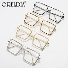Load image into Gallery viewer, Transparent Square Sunglasses Metal Frame Women Overize Glasses Men Eyeglasses Frame Nerd pPlain Glasses Clear Shades