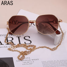Load image into Gallery viewer, Unique Polygon With Chain Sunglasses Women Stylish Retro Classic SunGlasses Ladies  Brand Designer Eyewear Brillen
