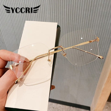 Unisex Frameless Cut-edge Anti-blue Light Unisex Glasses Metal Frame Protects Eyes Women Man Reading Glasses