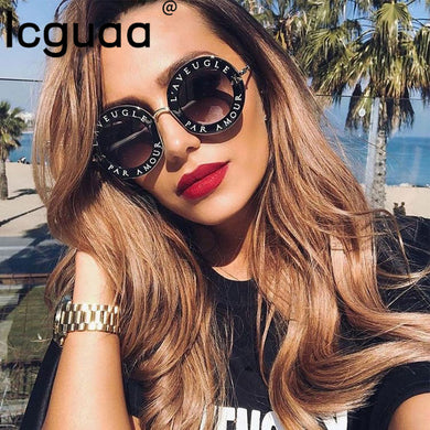 Unisex Round Shades Women 2023  Brand Desinger Sun Glasses Circle Classic Bee Letter Men Sunglasses