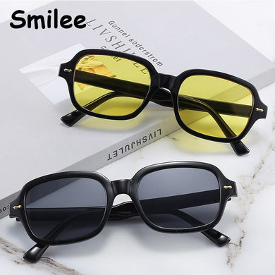 Unisex Square Sunglasses Men Women Popular Small Frame Yellow Sunglasses Female Retro Rivet Glasses Cute Pretty Eyewear