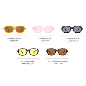 Unisex Square Sunglasses Men Women Popular Small Frame Yellow Sunglasses Female Retro Rivet Glasses Cute Pretty Eyewear