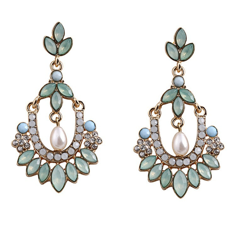 Fashion Vintage Big Crystal Flower Water Drop Earring for Women Rhinestones Earrings Best Friends Gift Statement Jewelry