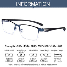 Load image into Gallery viewer, Vintage Half Frame Portable Ultra Light Frame Business Reading Glasses Computer Goggles Anti-Blue Light Glasses