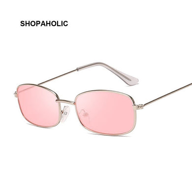 Vintage Ladies Rectangle Sunglasses Women Brand Designer Metal  Rose Gold Mirror Sun Glasses Female UV400