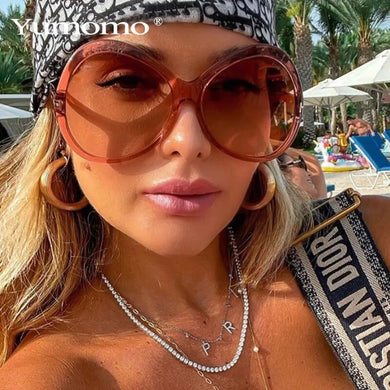 Vintage Oversized Round Sunglasses Women 2023  Brand Designer Trendy Retro Oval Sun Glasses For Woman Party UV400