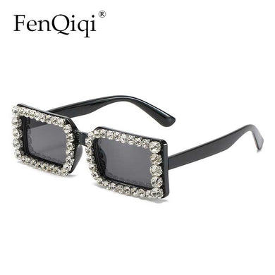 Vintage Rectangle Sunglasses Diamond Candy Color Rhinestone Wear Glasses lunette de soleil femme