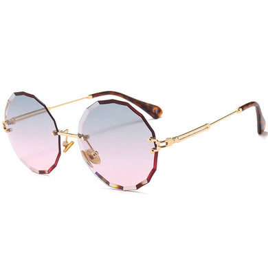 Vintage Rimless Round Sunglasses Women 2023  Brand Designer Frameless Gradient Sexy Lady Sun Glasses Travel Shades