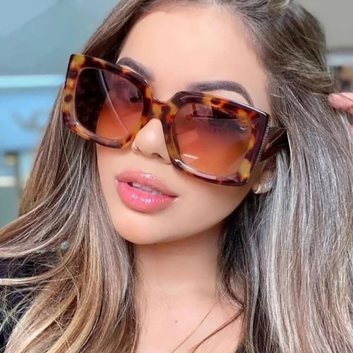 Vintage Square Sunglasses Women  Brand Designer Sexy Lady Big Frame Oversized Sun Glasses Travel Shades Eyewear