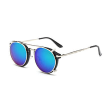 Carica l'immagine nel visualizzatore di Gallery, Occhiali da sole rotondi vintage punk a vapore con clip su occhiali da sole uomo donna lenti rimovibili a doppio strato retro intagliate gambe sfumature Oculos UV400 