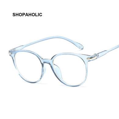 Vintage Transparent Cat Eye Women Glasses Retro Oval Frame Sun Glasses Brand Designer  Female Blue Eyewear