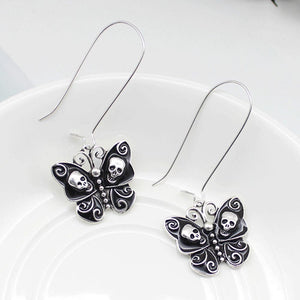 Fashion Vintage Wedding Party Ear Jewelry Accessories Punk Gothic Butterfly Skull Dangle Earrings For Women Lady
