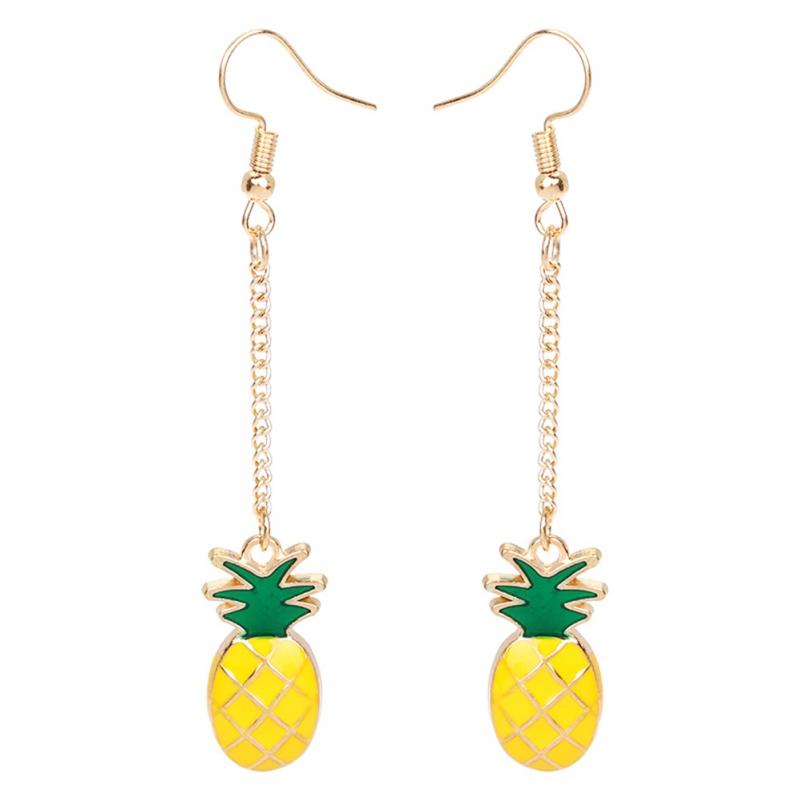 Fashion Western Style Summer Pineapple Pendant Long Alloy Woman Earring Jewelry