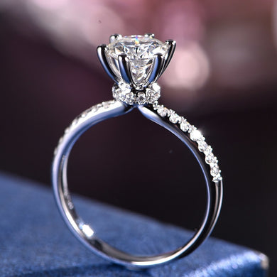 Fashion White gold ring Moissanite 18K White Gold 1carat Moissanite rings for girl