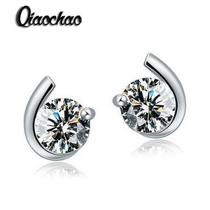 Fashion Women CZ Crystal Stud EarringsPlatinum Plated earrings fashion jewelry for Party Gift Round earing women E346